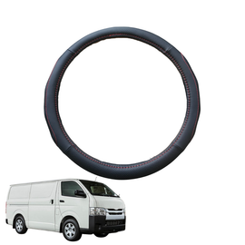 Steering Wheel Cover for Toyota Hiace Van 2005 - 2019 (LWB) - Black Microfiber Leather - Circle 38 cm