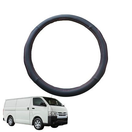 Steering Wheel Cover for Toyota Hiace Van 2005 - 2019 (LWB) - Black Microfiber Leather - Circle 38 cm