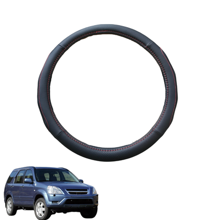 Steering Wheel Cover for Honda CR-V 2002 - 2006 - Black Microfiber Leather - Circle 38 cm