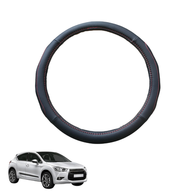 Steering Wheel Cover for Citroen DS 4 2010 - 2015 - Black Microfiber Leather - Circle 38 cm