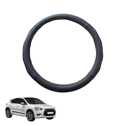 Steering Wheel Cover for Citroen DS 4 2010 - 2015 - Black Microfiber Leather - Circle 38 cm
