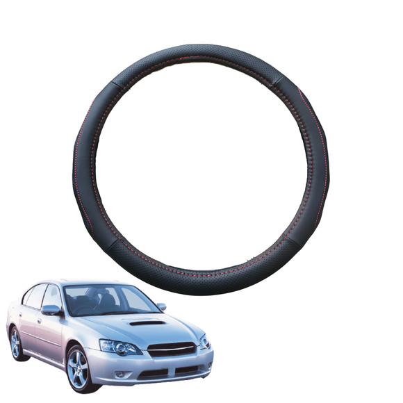 Steering Wheel Cover for Subaru Liberty 2003 - 2009 4GEN - Black Microfiber Leather - Circle 38 cm