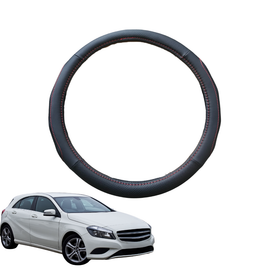 Steering Wheel Cover for Mercedes-Benz A-Class 2012 - 2018 (W176) - Black Microfiber Leather - Circle 38 cm
