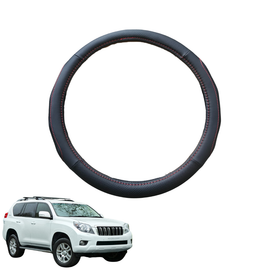 Steering Wheel Cover for Toyota Prado 2009 - 2013 (J150) - Black Microfiber Leather - Circle 38 cm