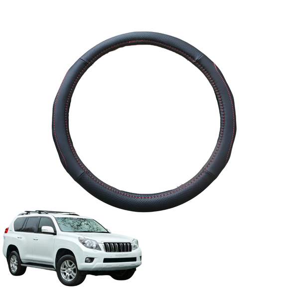 Steering Wheel Cover for Toyota Prado 2009 - 2013 (J150) - Black Microfiber Leather - Circle 38 cm