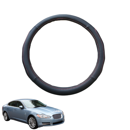 Steering Wheel Cover for Jaguar XF 2007 - 2015 (X250) - Black Microfiber Leather - Circle 38 cm