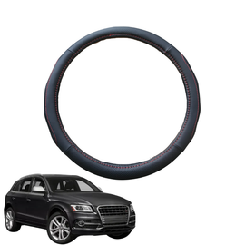 Steering Wheel Cover for Audi Q5 SQ5 2017 - Current FY - Black Microfiber Leather - Circle 38 cm
