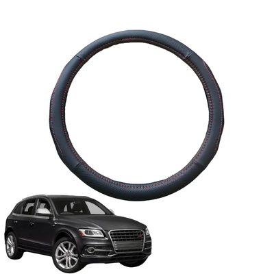 Steering Wheel Cover for Audi Q5 SQ5 2017 - Current FY - Black Microfiber Leather - Circle 38 cm