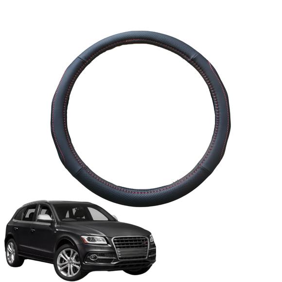 Steering Wheel Cover for Audi Q5 SQ5 2017 - Current FY - Black Microfiber Leather - Circle 38 cm