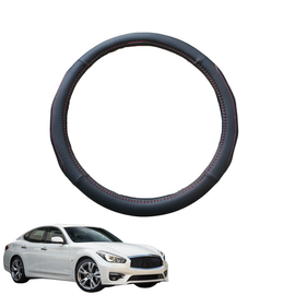 Steering Wheel Cover for Infiniti Q70 2016 - 2020 - Black Microfiber Leather - Circle 38 cm