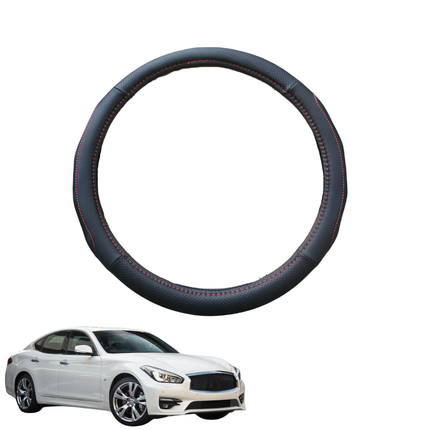 Steering Wheel Cover for Infiniti Q70 2016 - 2020 - Black Microfiber Leather - Circle 38 cm