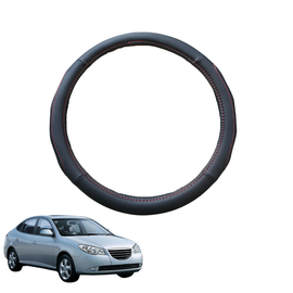Steering Wheel Cover for Hyundai Elantra 2007 - 2010 (HD) - Black Microfiber Leather - Circle 38 cm