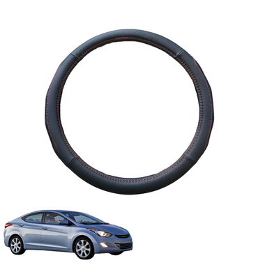 Steering Wheel Cover for Hyundai Elantra 2011 - 2015 MD - Black Microfiber Leather - Circle 38 cm