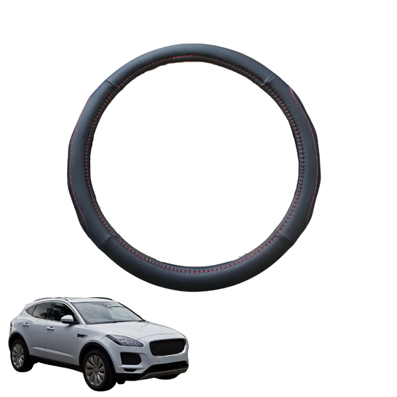 Steering Wheel Cover for Jaguar E-PACE 2017 - Current X540 - Black Microfiber Leather - Circle 38 cm
