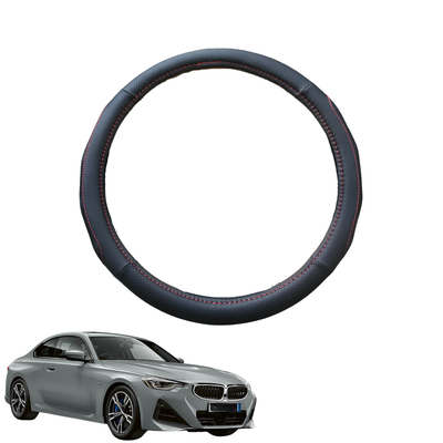 Steering Wheel Cover for BMW 2 Series 2022 - Current Coupe (G42) - Black Microfiber Leather - Circle 38 cm