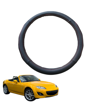 Steering Wheel Cover for Mazda MX-5 2005 - 2015 (NC) - Black Microfiber Leather - Circle 38 cm