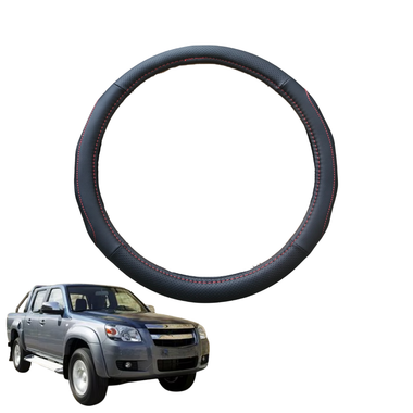 Steering Wheel Cover for Mazda BT-50 2006 - 2011 (J97M) - Black Microfiber Leather - Circle 38 cm