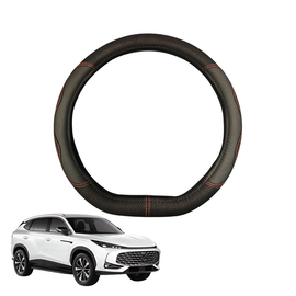 Steering Wheel Cover for MG HS 2018 - 2024 (SAS23) - Black Microfiber Leather - D-Shape 38 cm