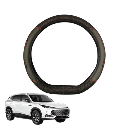 Steering Wheel Cover for MG HS 2018 - 2024 (SAS23) - Black Microfiber Leather - D-Shape 38 cm