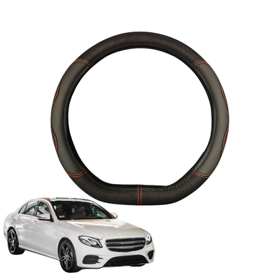 Steering Wheel Cover for Mercedes-Benz E-Class 2017 - Current Sedan (W213) - Black Microfiber Leather - D-Shape 38 cm