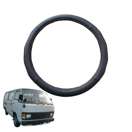 Steering Wheel Cover for Toyota Hiace Van 1989 - 2005 (Crew) - Black Microfiber Leather - Circle 38 cm