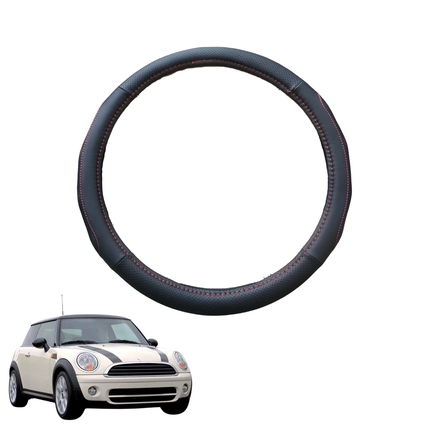 Steering Wheel Cover for MINI Cooper 3-Door Hatch 2006 - 2013 (R56) - Black Microfiber Leather - Circle 38 cm