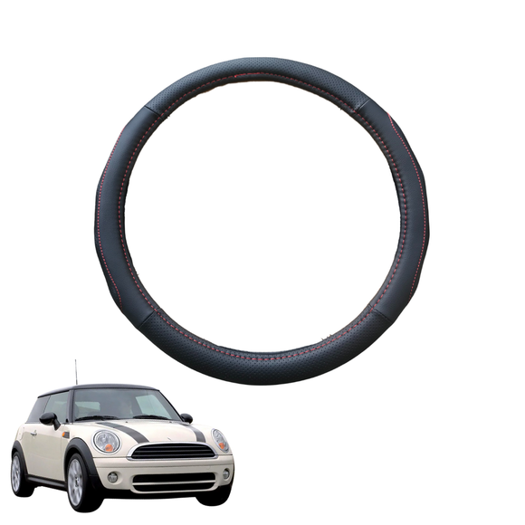 Steering Wheel Cover for MINI Cooper 3-Door Hatch 2006 - 2013 (R56) - Black Microfiber Leather - Circle 38 cm