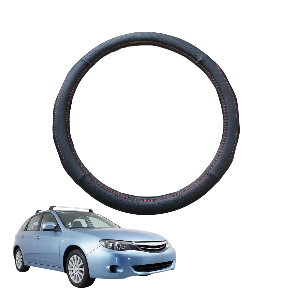 Steering Wheel Cover for Subaru Impreza 2011 - 2016 G3, G4 - Black Microfiber Leather - Circle 38 cm