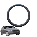 Steering Wheel Cover for VolksWagen Jetta 2011 - 2017 (1B) - Black Microfiber Leather - Circle 38 cm-1