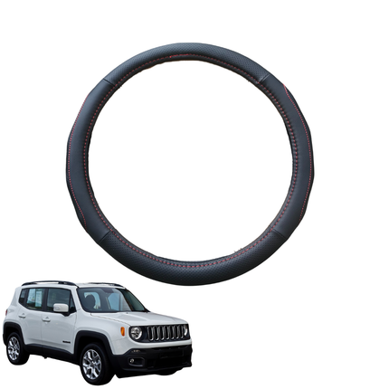 Steering Wheel Cover for Jeep Renegade 2015 - 2020 - Black Microfiber Leather - Circle 38 cm