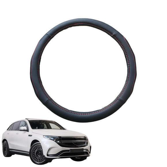Steering Wheel Cover for Mercedes-Benz EQC SUV 2019 - Current (N293) - Black Microfiber Leather - Circle 38 cm