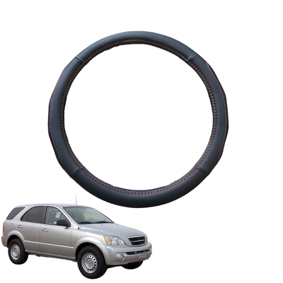 Steering Wheel Cover for Kia Sorento 2003 - 2008 (BL) - Black Microfiber Leather - Circle 38 cm