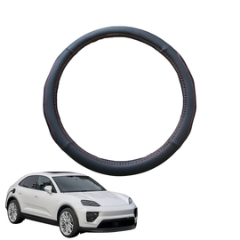 Steering Wheel Cover for Porsche Macan 2014 - 2023 95B - Black Microfiber Leather - Circle 38 cm
