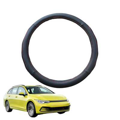 Steering Wheel Cover for VolksWagen Golf 2021 - Current Hatch/Wagon (MK8) - Black Microfiber Leather - Circle 38 cm