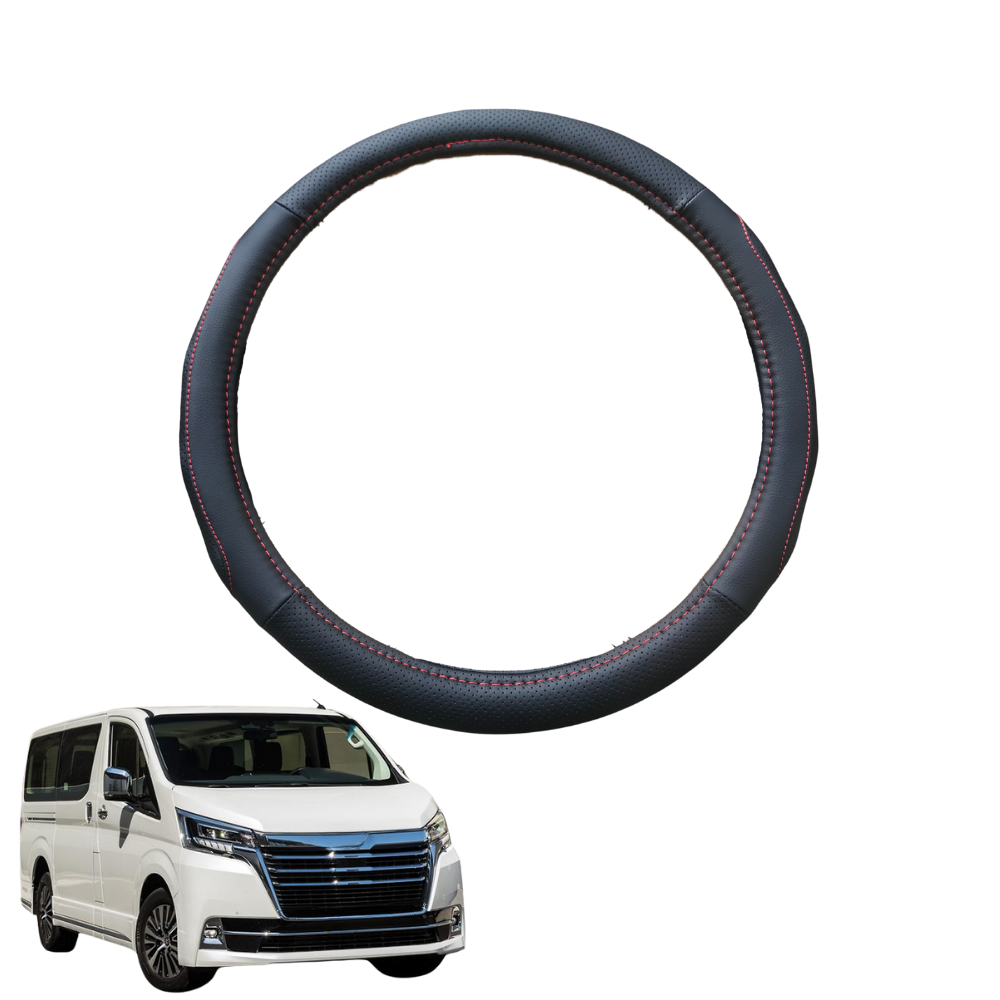 Steering Wheel Cover for Toyota Granvia 2019 - Current - Black Microfiber Leather - Circle 38 cm
