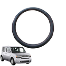 Steering Wheel Cover for Nissan Cube 2009 - 2019 Z12 - Black Microfiber Leather - Circle 38 cm-1