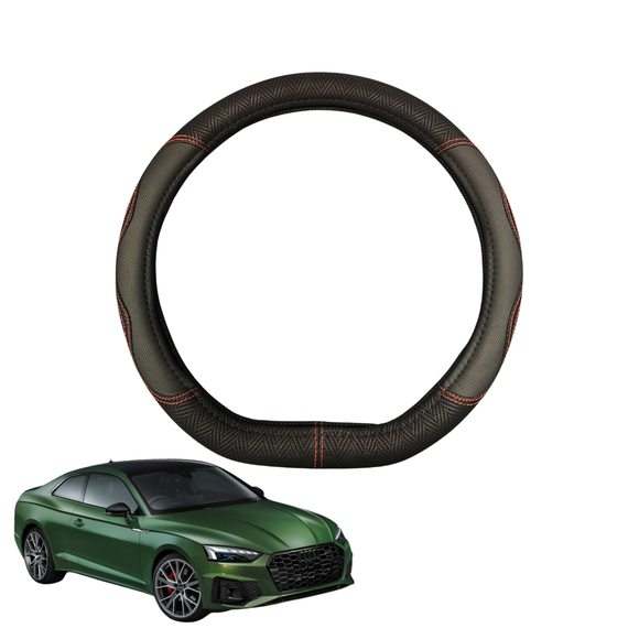 Steering Wheel Cover for Audi A5 S5 RS5 2017 - Current F5 - Black Microfiber Leather - D-Shape 38 cm