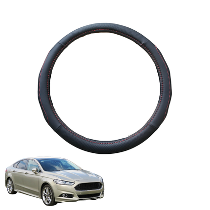Steering Wheel Cover for Ford Mondeo 2015 - 2019 (MD/MK5) - Black Microfiber Leather - Circle 38 cm