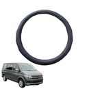 Steering Wheel Cover for VolksWagen Caravelle 2010 - 2015 - Black Microfiber Leather - Circle 38 cm-1
