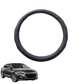 Steering Wheel Cover for Hyundai i30 2017 - Current (Sedan) - Black Microfiber Leather - Circle 38 cm