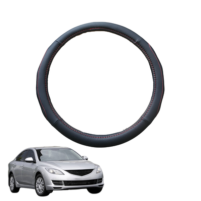 Steering Wheel Cover for Mazda 6 2008 - 2012 (GH) - Black Microfiber Leather - Circle 38 cm