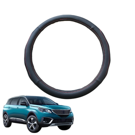 Steering Wheel Cover for Peugeot 5008 SUV 2009 - 2016 (T87) - Black Microfiber Leather - Circle 38 cm
