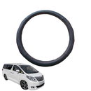 Steering Wheel Cover for Toyota Alphard 2008 - 2015 Vellfire (AH20) - Black Microfiber Leather - Circle 38 cm-1