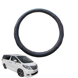 Steering Wheel Cover for Toyota Alphard 2008 - 2015 Vellfire (AH20) - Black Microfiber Leather - Circle 38 cm