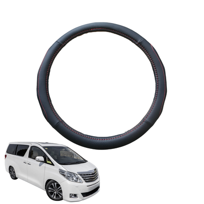 Steering Wheel Cover for Toyota Alphard 2008 - 2015 Vellfire (AH20) - Black Microfiber Leather - Circle 38 cm