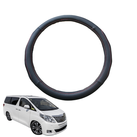 Steering Wheel Cover for Toyota Alphard 2008 - 2015 Vellfire (AH20) - Black Microfiber Leather - Circle 38 cm
