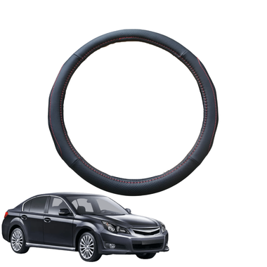Steering Wheel Cover for Subaru Liberty 2009 - 2014 5GEN - Black Microfiber Leather - Circle 38 cm