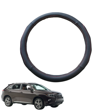 Steering Wheel Cover for Lexus RX 2015 - 2022 (20R, 25R, 26R) - Black Microfiber Leather - Circle 38 cm