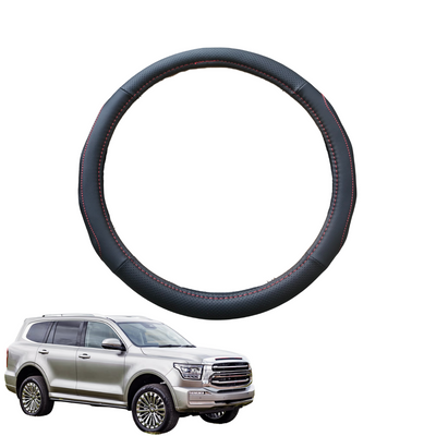 Steering Wheel Cover for GWM Haval Tank 500 2024 - Current - Black Microfiber Leather - Circle 38 cm