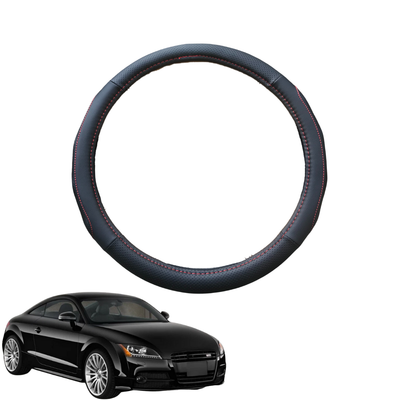 Steering Wheel Cover for Audi TT TTS TTRS 2014 - Current (Coupe) - Black Microfiber Leather - Circle 38 cm